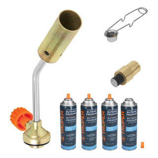 Kit Mechero Soplete Manual + 4 Latas De Gas Rosca + Chispero Kit Mechero Soplete Manual + 4 Latas De Gas Rosca + Chispero