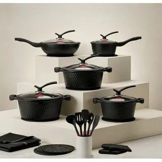 Jogo De Panela Antiaderente Cerâmico 22 Peça Cookwar Premium Preto