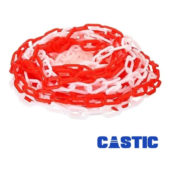 Cadena Plastica 8mm Blanco Con Rojo 25metros Castic