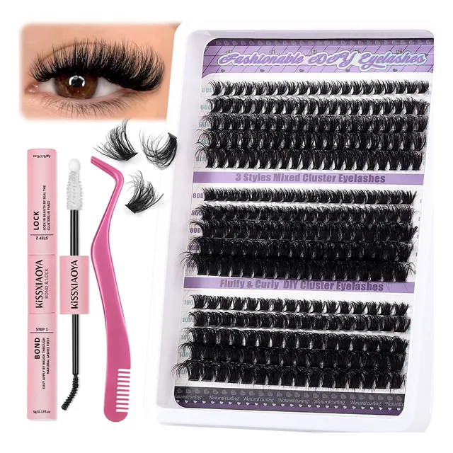 Kit De Cluster De Extensão De Cílios 60/80/100d Mixed 270pcs
