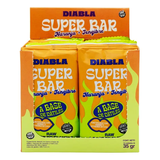 Better Diabla Super Bar Naranja Jengibre Suplemento X10