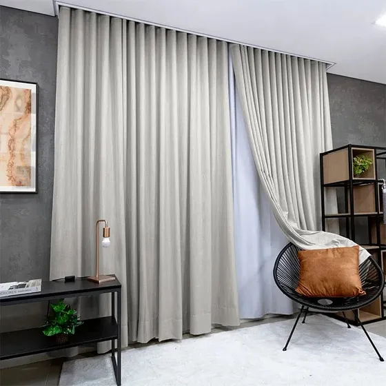 Cortina Gaze Linho 4,00x2,80 Com Blackout Para Trilho Suiço