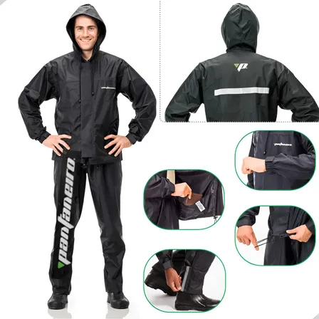 Capa De Chuva Nylon Pantaneiro Capuz Moto Motoqueiro Motoboy