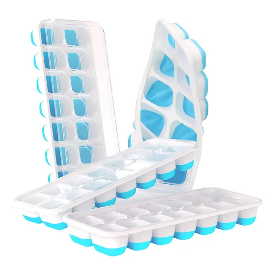 Doqaus - Bandejas De Cubitos De Hielo, 4 Unidades Flexibles