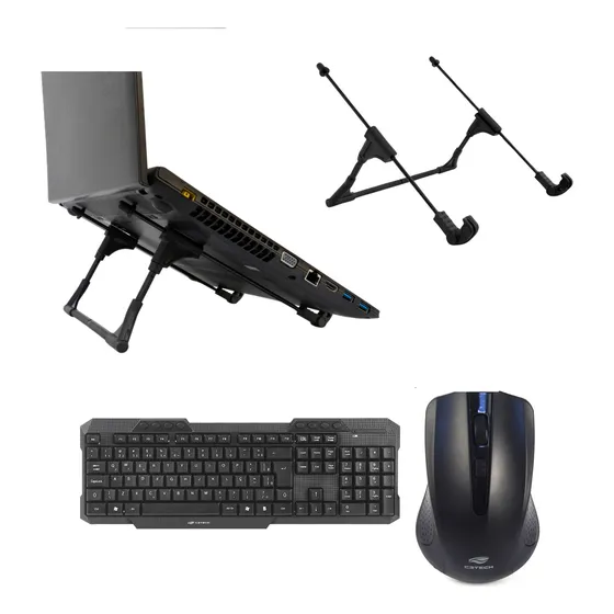Teclado E Mouse Sem Fio K-w10bk C3tech Suporte G5 Preto