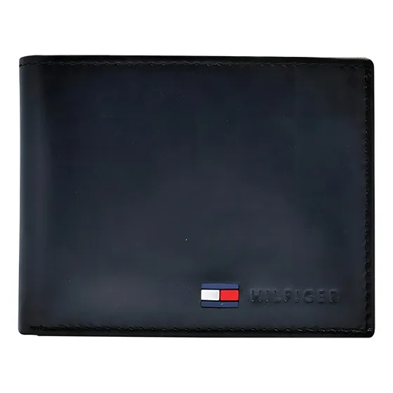 Billetera Tommy Hilfiger Original De Cuero Con Monedero Black