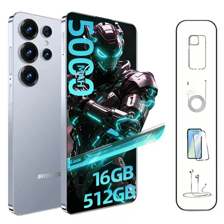 Smartphone Bobarry Tela Gigante 6.78 Polegadas Dual Sim Dual Standby Android 15 Processador Dimensity 7200 Câmera Dupla 18mp+52mp Bateria 5000mah 16gb Ram+512gb Rom Azul