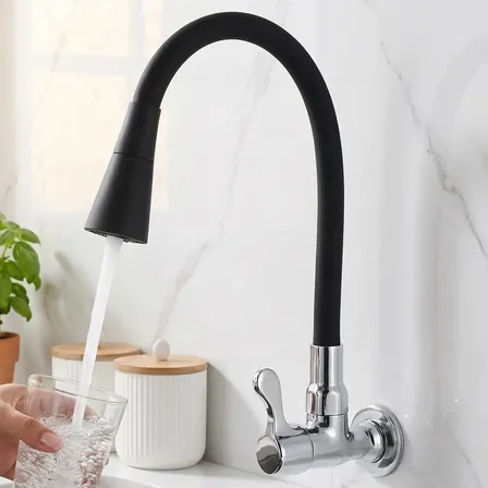Torneira Gourmet Flexível Preta Para Cozinha Bancada Preto Preto Fosco