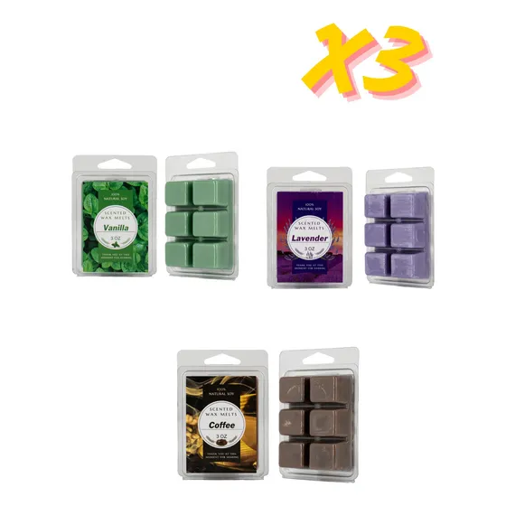 Paquete 3 Cera De Soja Aromáticas Para Sacheteros Wax Melt