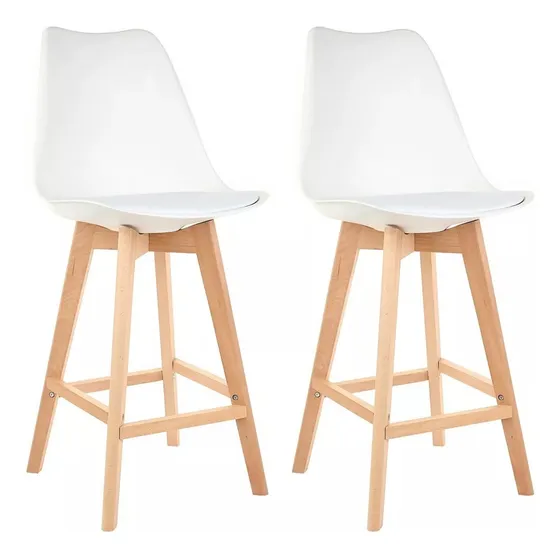 Banqueta Taburete Comedor Tulip Acolchonado Resistente X2 Color Blanco Garden Life