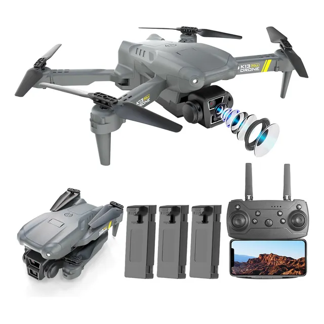 Mini Drone K13MAX-2 Con Dual Cámara 2.4ghz 3 Baterías Zll Drone Profesional Remotely piloted aircraft color negro