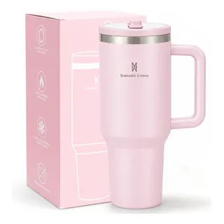 Copo Térmico 1.2l Inox Tampa Flip Canudo Alça Carro Academia Rosa-cl