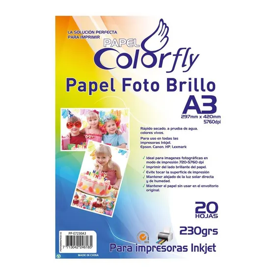 Papel Fotográfico Brillo A3 230gr 20 Hojas Pack X2 Disershop