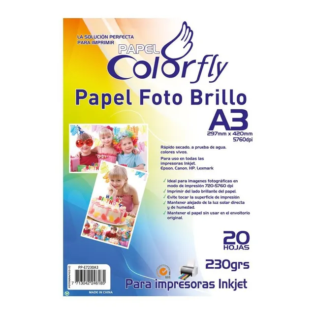 Papel Fotográfico Brillo A3 230gr 20 Hojas Pack X2 Disershop
