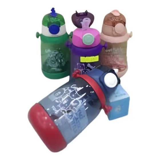 Termo De Agua Plastico Con Pitillo Para Niños. Mc