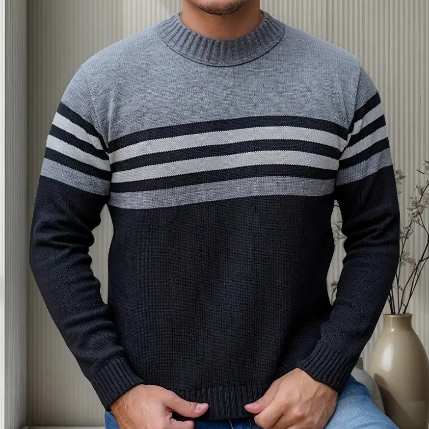 Suéter Blusa De Tricot Masculino Listrado Blusa Lã Masculina Suéter Blusa De Tricot Masculino Listrado Blusa Lã Masculina