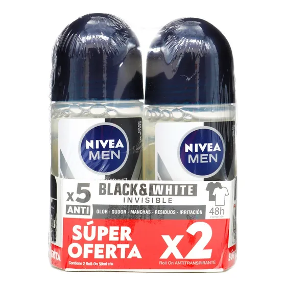 Pack x2 Antitranspirante Invisible Roll on 100 ml Nivea