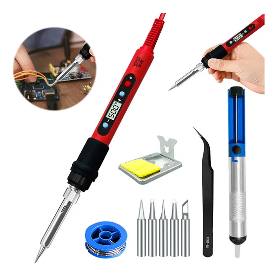 Kit De Soldadura Soldador 80w-110v De Seguridad Temperatura Ajustable Puntas Herramientas 180-500regulación Grados Centígrados Núcleo Térmico De Cerámica Completa Artesanales Para El Hogar Profesiona