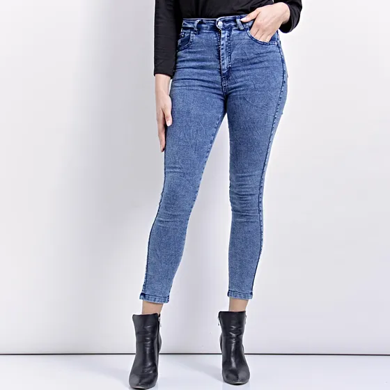 Skinny Azul Nevado Elastizado Mujer Tiro Alto Kinoa Denim