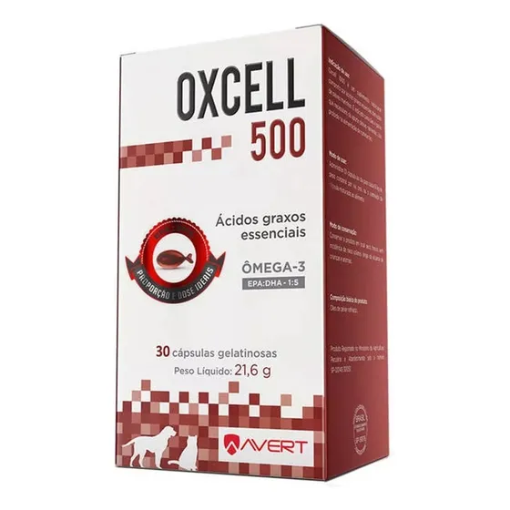 Oxcell 500mg Avert 30 Cápsulas Ômega 3 Para Cães E Gatos