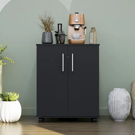 Armário Organizador Bonatto 2 Portas Buffet Balcão Multiuso Cor Preto