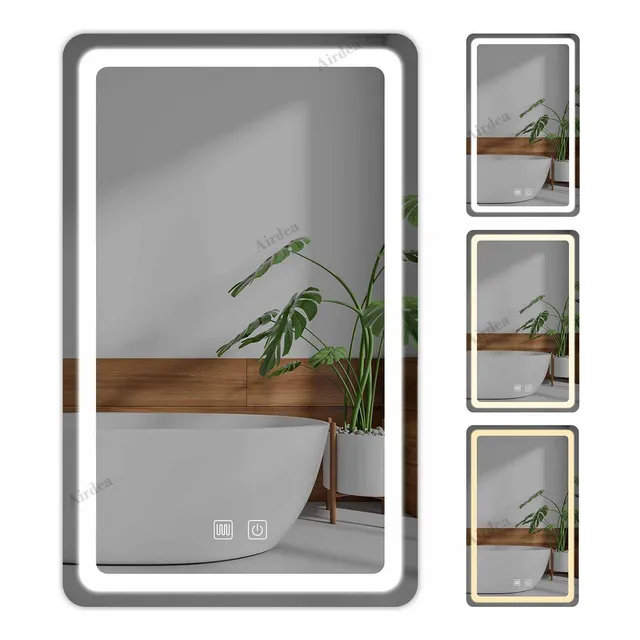 Espejos Inteligente Decorativos Modernos Con Luz Led 70 cm x 50 cm Rectangular 110v/220v Touch Antivaho 3 Modos Airdea M276 Color del marco Blanco