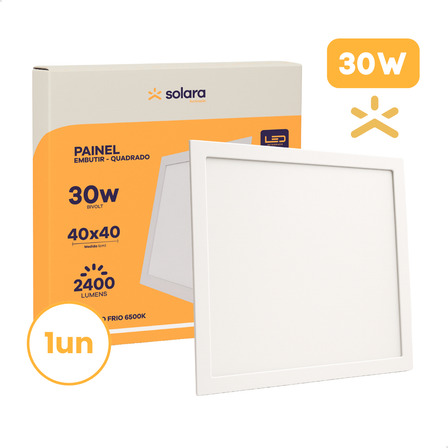Painel Plafon Luminária Led 30w Embutir Quadrado 6500k Branco Frio 40x40 Solara Iluminação Painel Plafon Luminária Led 30w Embutir Quadrado 6500k Branco Frio 40x40 Solara Iluminação