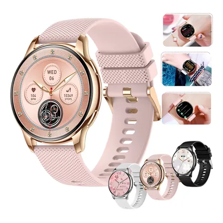 Smartwatch Feminino Relógio Esportivo Versão Para Presente Dourado Silicone Pinkgold