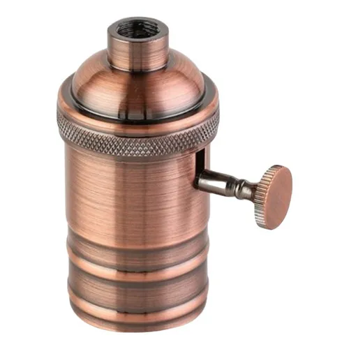 Portalamparas Macroled PLV-VIN-P-E27-CO Vintage Con Perilla Aluminio Metal Apto Led Color Cobre