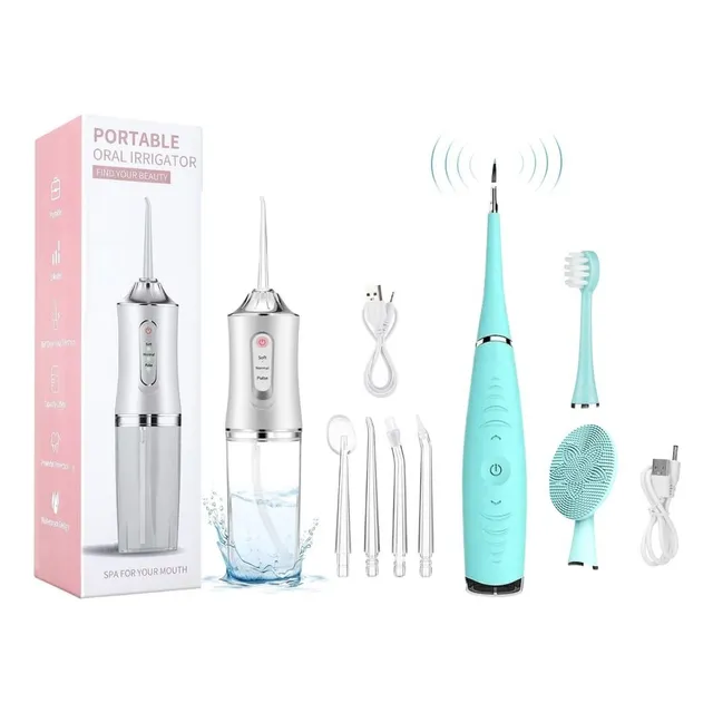Cepillo Eléctrico Quita Sarro + Irrigador Dental Portátil
