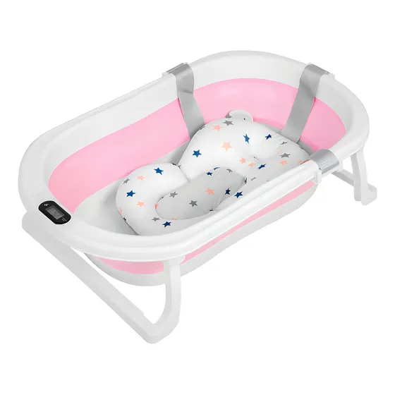 Bañito Plegable Con Termómetro Digital Y Colchón Baby Splash Color Rosa