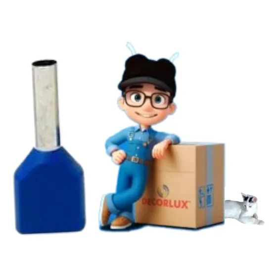 Terminal Ilhós Tubolar Duplo 2x2,5mm 21a Azul  Pct C/ 100pçs