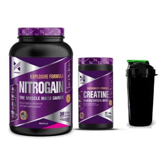 Combo Xtrenght Volumen - Nitrogain Creatina Proteina Shaker