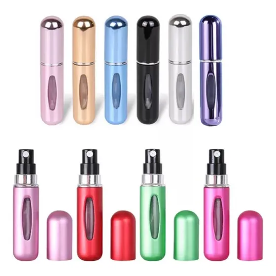 CORTES Perfumero Recargable De Viaje, 12 Pack Kit Rellenable, Mini Frascos De Spray 5ml De Aluminio, Botellas Portátiles Y Reutilizables Para Perfume, Perfecto Para Viajes Y Uso Diario, Fácil Recargar