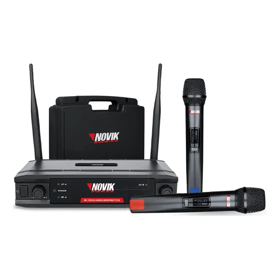 Set X2 Micrófonos Inalámbricos Novik Unk-330 Uhf 70m Maletín Color Negro