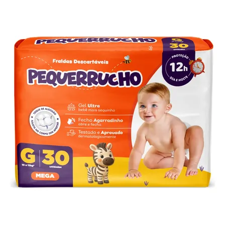 Fralda Pequerrucho Baby Mega G - 30un
