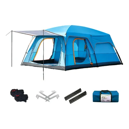 Barraca Camping Acampamento Bege/azul 380*260*195cm Para 10 Azul