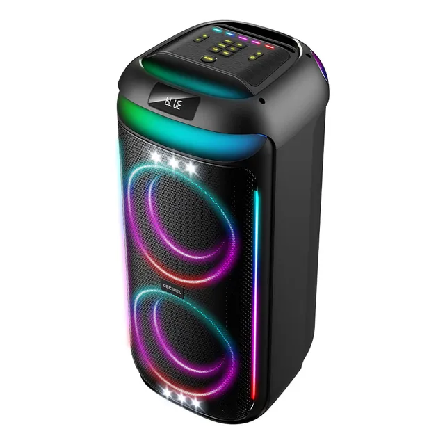 Parlante Torre Bt Decibel Partylights 160w Ipx4 Led, Fm, Cr Color Negro