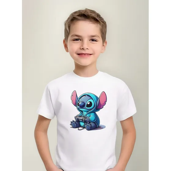 Camiseta Lilo E Stitch Gamer Geek Infantil Camisa Unissex