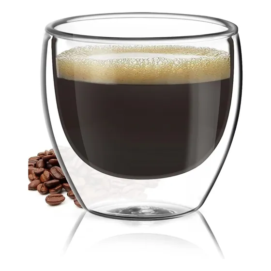 Vaso De Café Térmico Doble Pared 80 Ml Vidrio Borosilicato Color Agua