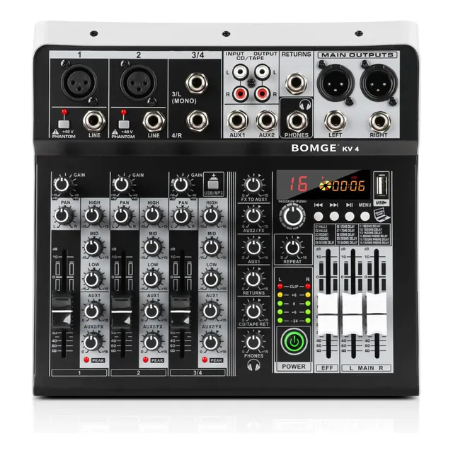 Bomge Kv4 Mixer Mixer 4 Chanel 99 Dsp Efectos, +48 V