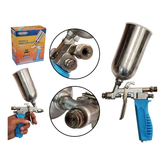 Mini Pistola Steula Caneca Alumínio 300ml 1.0mm Ar Direto Cor Azul