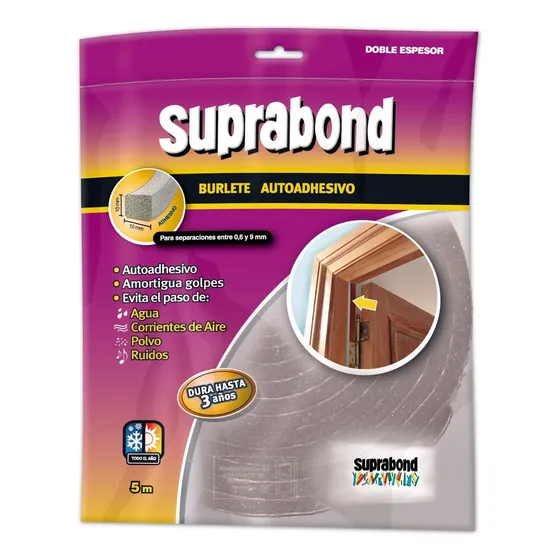 Burlete Suprabond Goma Espuma Doble Espesor Gris 5 Metros