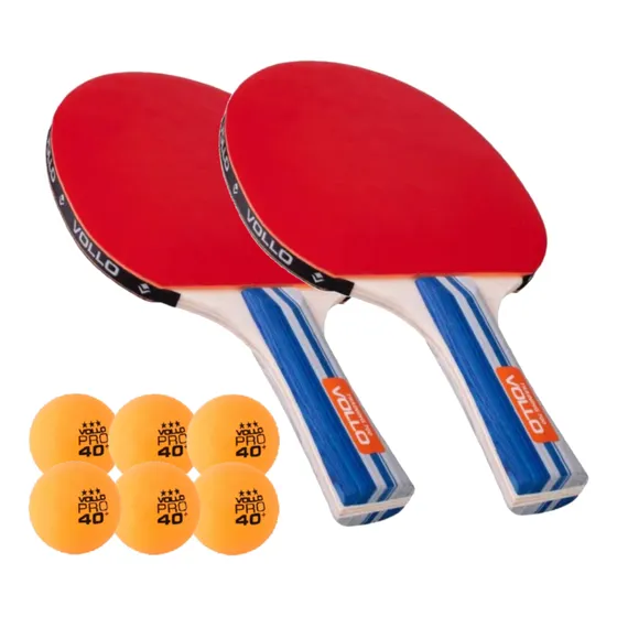 2x Raquete De Tênis De Mesa Ping Pong Training Vollo 6 Bolas