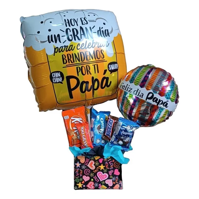 Arreglo De Regalo Combo Te Amo (globos + Chuches)