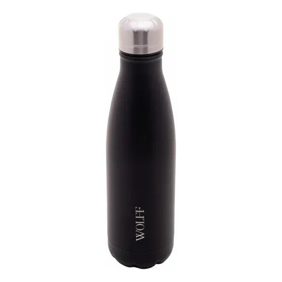 Garrafa Térmica Preta De Aço Inox 500ml Parede Dupla