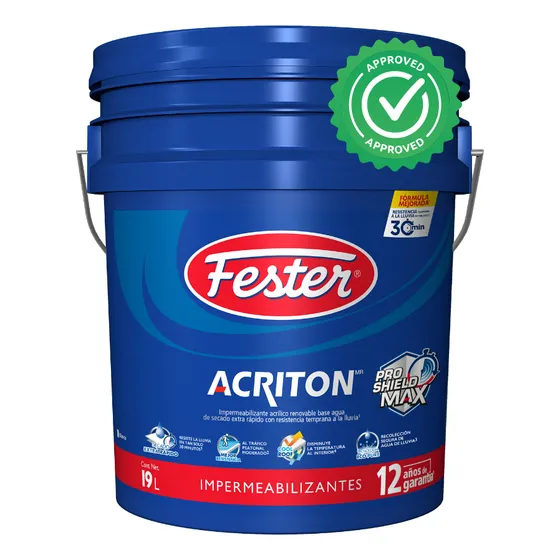 Impermeabilizante húmedo Fester Acriton 12 años para techos color blanco acabado mate 19L 25kg