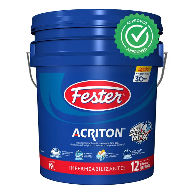 Impermeabilizante húmedo Fester Acriton 12 años para techos color blanco acabado mate 19L 25kg