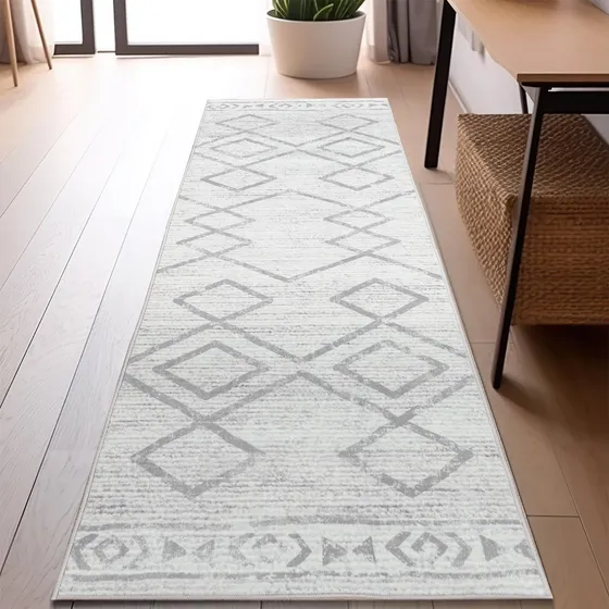 Alfombra De Pasillo Geométrica Lavable 2 X 6 Pulgadas