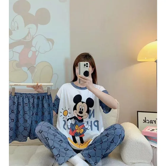 Pijamas De 3 Piezas Talla Única Blusa Pantalón Y Short